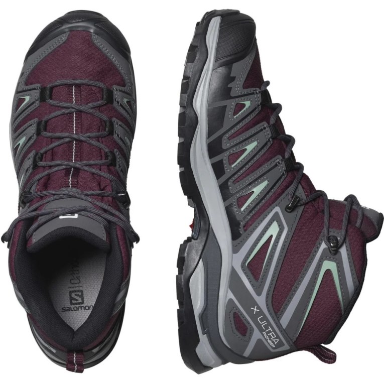 Burgundy / Dark Grey Salomon X Ultra Pioneer Mid CSWP Women's Hiking Boots | PH 87453T